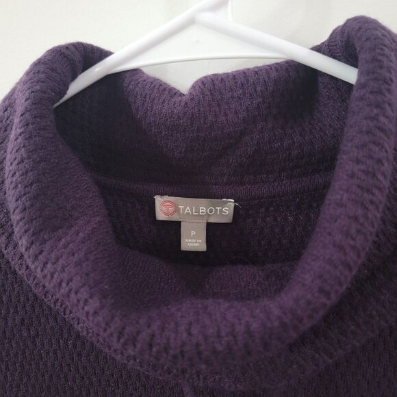 Talbots Womens Waffle Knit Sweater Size Petite Small Wool Turtleneck Purple - Picture 6 of 6